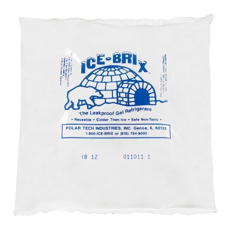 The Packaging Wholesalers Ice-Brix Cold Packs, 12 Oz., 6"L x 6"W x 1"H, White/Blue, 48/Pack IB12BPD